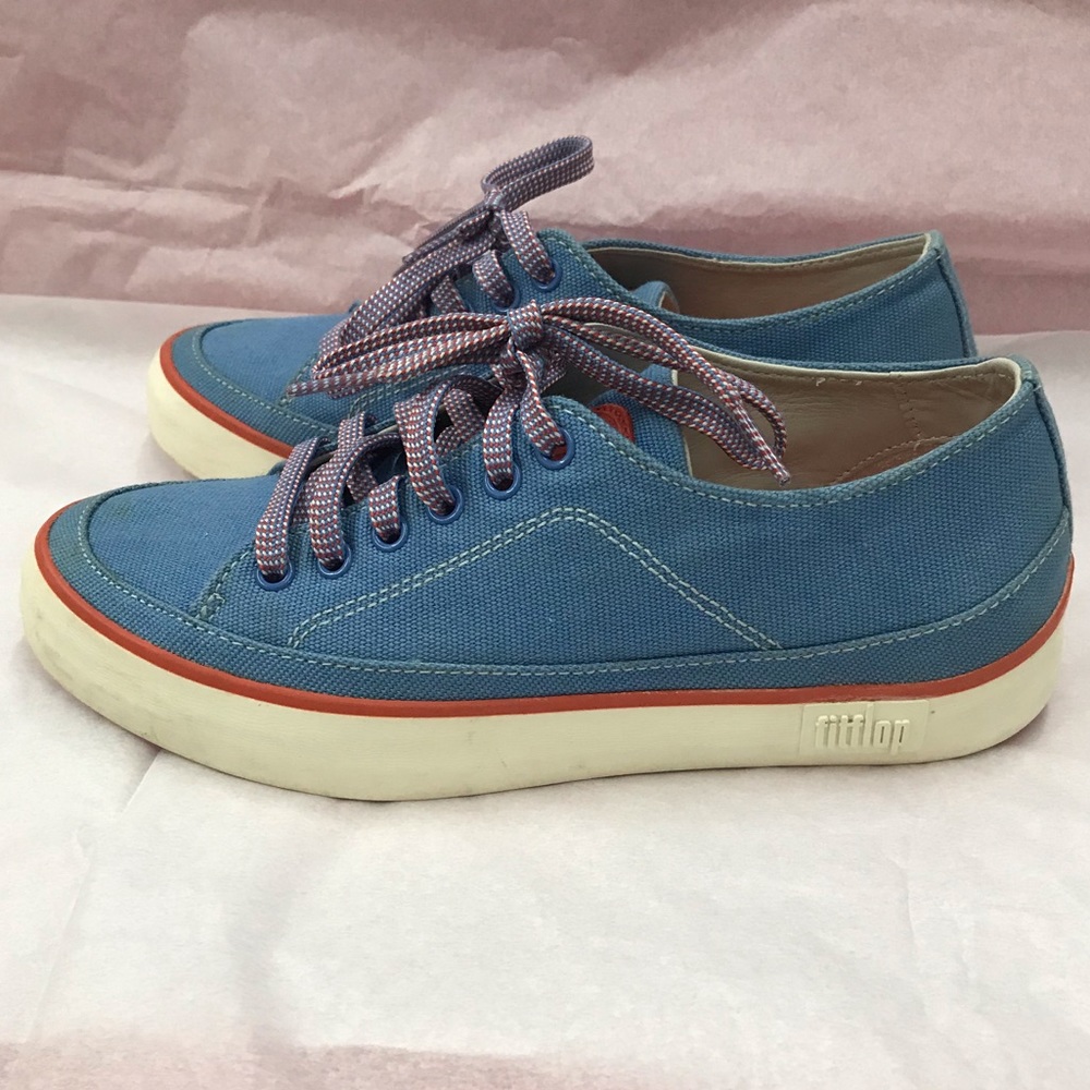 Fitflop blue/orange canvas sneakers, size 6